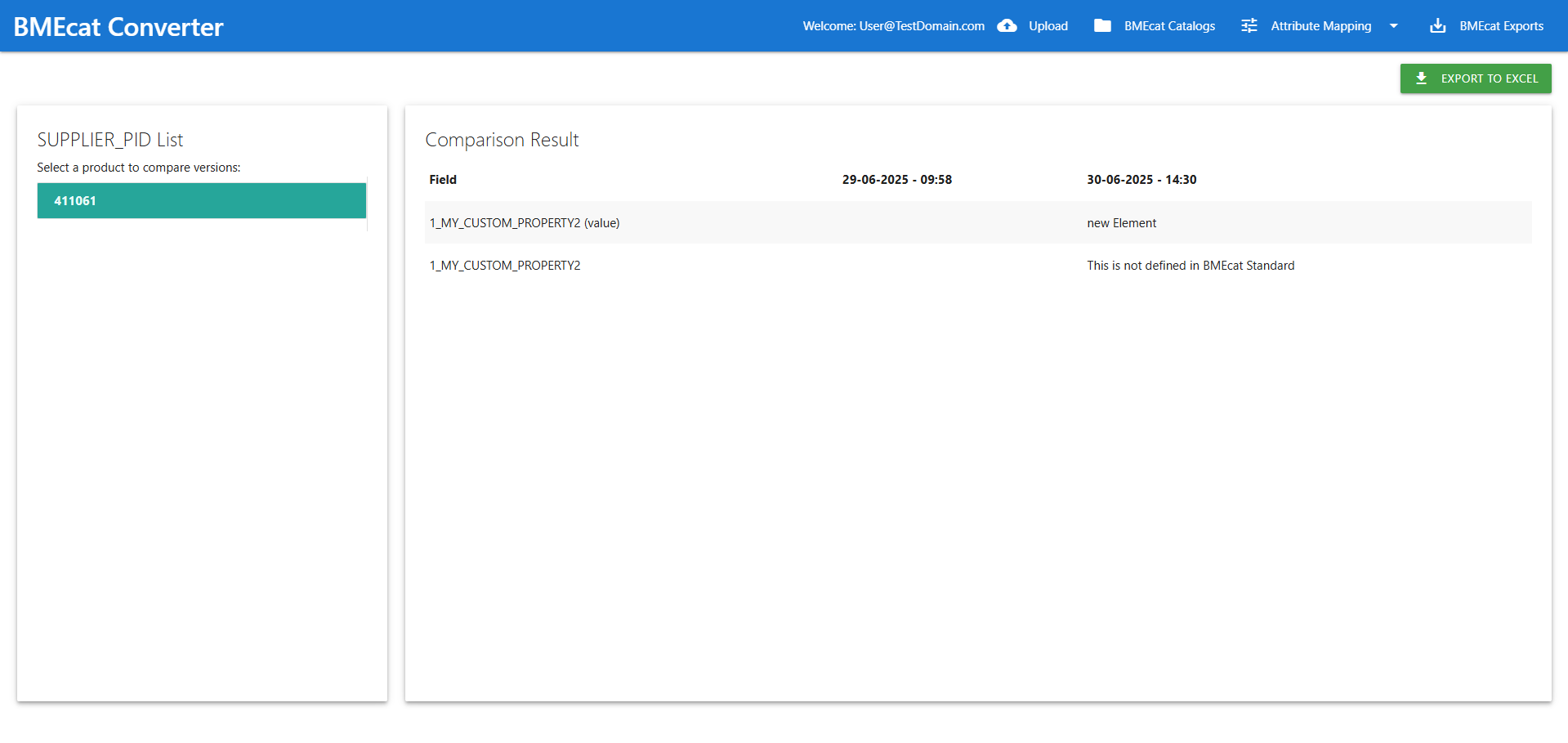 Step 8: Compare BMEcat files for Changes