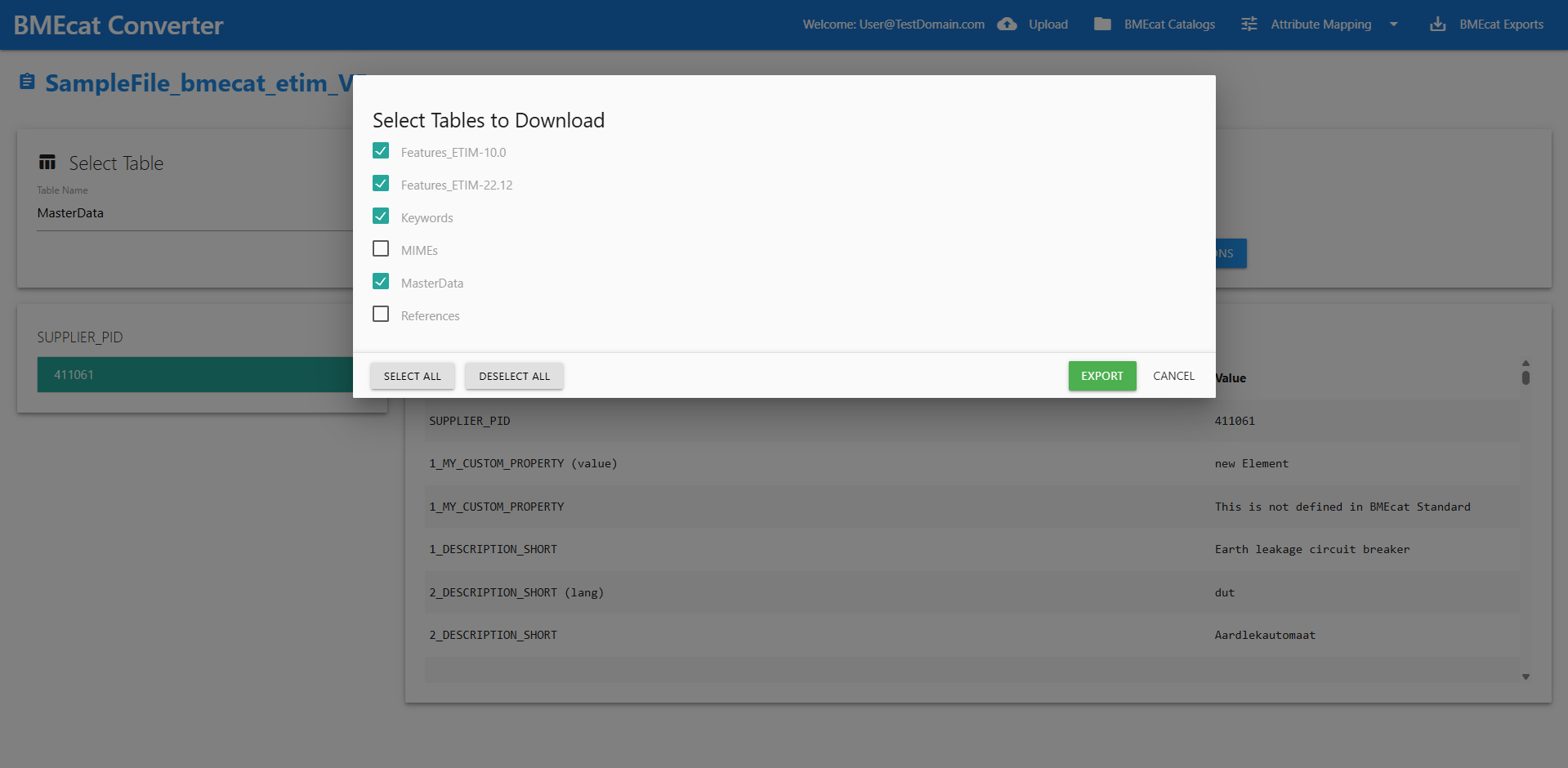 Step 6: Choose tables to export